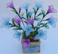 Meia de seda - Arranjo de flores em vaso