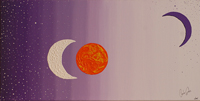 Nome: Um Olhar<br />
Técnica: Acrílico sobre Tela<br />
Dimensões: 30x60 cm<br />
Descrição: Representa o ciúme. Embora de longe uma lua solitária percebe e sente ciúme por também não ter um sol. Pois a lua sem o sol não tem luz. Assim como nós sem amizade, amor, carinho, realização... não somos totalmente felizes.