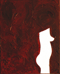Nome: Desejo<br />
Técnica: Acrílico sobre Tela com relevos em massa de gesso aplicada com espátula<br />
Dimensões: 33x41 cm<br />
Descrição: Símbolo de desejo.