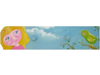 Cabide - menina e pássaro: Cabide de madeira para menina. Pintura em acrílicos. Acabamento em verniz transparente mate. Preço: 10.00
