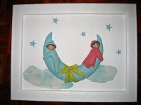 Quadro com aplicação em biscuit