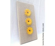 Quadro de Decoração com Flores Gerberas em Meia de Seda