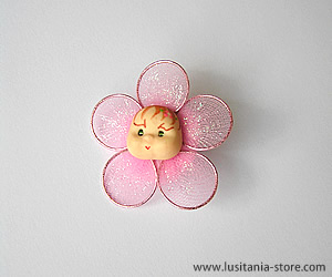 Alfinetes de Dama com Flor Carinha em Biscuit