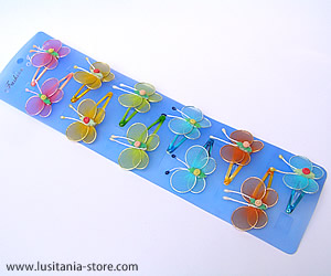 Presilhas Tic-Tac (Ganchos para Cabelo) com Borboleta em Meia de Seda