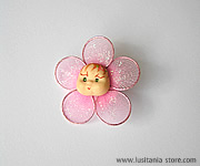 Alfinetes de Dama com Flor Carinha em Biscuit