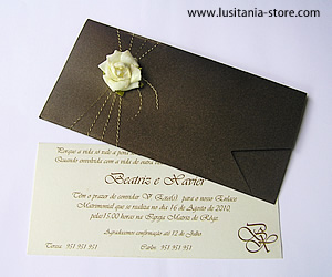 Convite de Casamento com Flor em Tecido