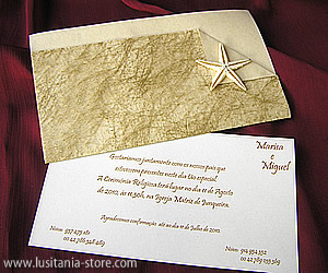Convite de Casamento com Estrela do Mar (tons dourados)