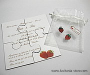 Convite de Casamento em forma de Puzzle com Refrescantes Morangos