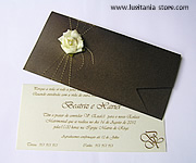 Convite de Casamento com Flor em Tecido