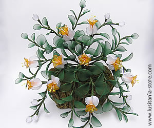Vaso com Arranjo Floral em Meia de Seda