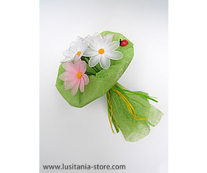 Original Bouquet de Flores Malmequeres em Meia de Seda