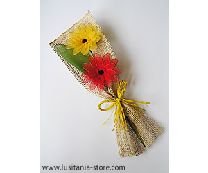 Mini Ramo de Flores Gerberas feitas em Meia de Seda