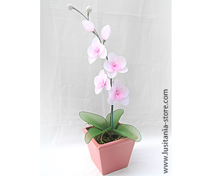 Vaso de Flor Orquídea Artificial em Meia de Seda (tons de rosa)