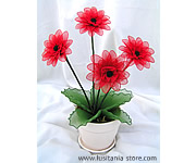 Vaso com Arranjo de Flores Gerbera Artificial em Meia de Seda
