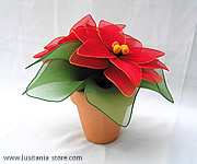Vaso com Arranjo de Flores de Natal em Meia de Seda