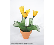Vaso com Arranjo de Flores Tulipas em Meia de Seda