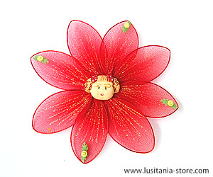 Íman de Frigorífico com Flor Carinha em Meia de Seda