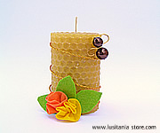 Vela de Cera Natural de Abelha Personalizada com Flores