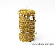 Vela de Cera Natural de Abelha Decorada com Pérolas