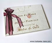 Livro de Mensagens para Bodas de Ouro - Laço Bordeaux