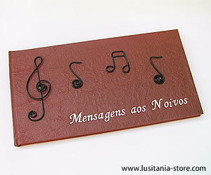 Livro de Mensagens de Casamento decorado com Notas Musicais