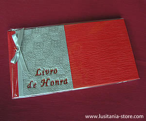 Livro de Honra decorado com Laço e pequena Pedra