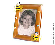 Porta Retrato de Madeira com Abelhinhas em Meia de Seda
