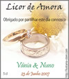 Rótulo com alianças para garrafinha de licor personalizada